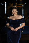 Navy Blue Long Plus Size Evening Dress ABU2658