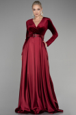 Burgundy Long Velvet Evening Dress ABU1523