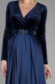 Navy Blue Long Velvet Evening Dress ABU1523