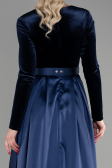 Navy Blue Long Velvet Evening Dress ABU1523