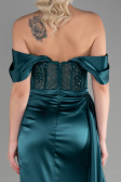 Long Emerald Green Satin Evening Dress ABU3446