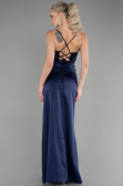 Long Navy Blue Satin Evening Dress ABU3459