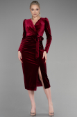 Midi Burgundy Velvet Invitation Dress ABK1896