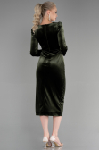 Midi Olive Drab Velvet Invitation Dress ABK1896