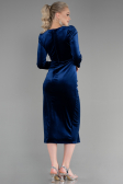 Midi Navy Blue Velvet Invitation Dress ABK1896