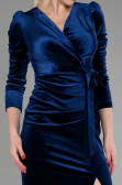 Midi Navy Blue Velvet Invitation Dress ABK1896