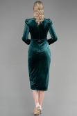 Midi Emerald Green Velvet Invitation Dress ABK1896
