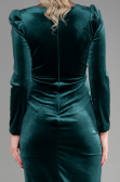 Midi Emerald Green Velvet Invitation Dress ABK1896