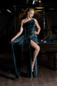 Green Long Velvet Evening Dress ABU3365
