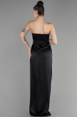 Long Black Satin Prom Gown ABU3474