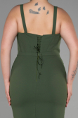 Olive Drab Midi Plus Size Invitation Dress ABK1882