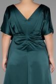 Long Emerald Green Satin Plus Size Engagement Dress ABU3442
