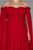 Long Red Chiffon Plus Size Evening Dress ABU3464