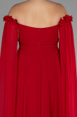 Long Red Chiffon Plus Size Evening Dress ABU3464