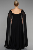 Long Black Chiffon Plus Size Evening Dress ABU3464
