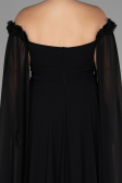Long Black Chiffon Plus Size Evening Dress ABU3464