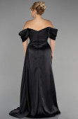 Long Black Satin Plus Size Evening Dress ABU3469