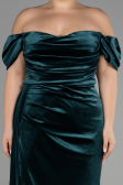 Long Emerald Green Velvet Oversized Evening Dress ABU1991
