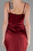 Long Burgundy Satin Evening Dress ABU3390