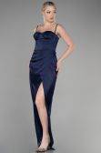 Long Navy Blue Satin Evening Dress ABU3390