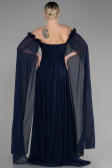 Long Navy Blue Chiffon Evening Dress ABU3462