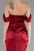 Long Burgundy Satin Mermaid Evening Dress ABU3479