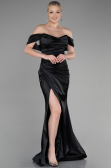 Long Black Satin Mermaid Evening Dress ABU3479