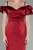 Midi Burgundy Satin Invitation Dress ABK1922
