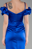 Midi Sax Blue Satin Invitation Dress ABK1922