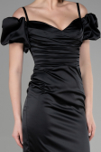 Midi Black Satin Invitation Dress ABK1922