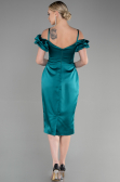 Midi Emerald Green Satin Invitation Dress ABK1922