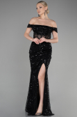 Long Black Scaly Evening Dress ABU3498