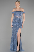 Long Blue Scaly Evening Dress ABU3498