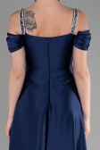 Long Navy Blue Satin Evening Dress ABU3499