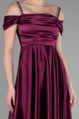Long Plum Satin Evening Dress ABU3499