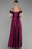 Long Plum Satin Evening Dress ABU3499