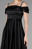 Long Black Satin Evening Dress ABU3499