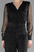 Black-Silver Long Evening Dress ABT012
