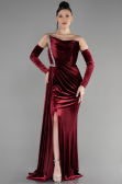 Long Burgundy Velvet Evening Dress ABU3364
