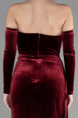 Long Burgundy Velvet Evening Dress ABU3364