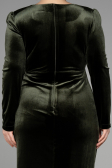 Midi Olive Drab Velvet Velvet Oversized Evening Dress ABK1897