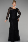 Long Black Laced Oversized Evening Dress ABU1574