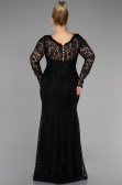 Long Black Laced Oversized Evening Dress ABU1574