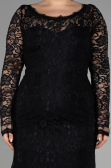 Long Black Laced Oversized Evening Dress ABU1574