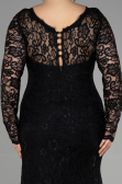 Long Black Laced Oversized Evening Dress ABU1574