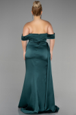 Long Emerald Green Satin Plus Size Evening Dress ABU3515