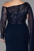 Long Navy Blue Dantelle Plus Size Evening Dress ABU3512