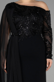 Long Black Dantelle Plus Size Evening Dress ABU3512