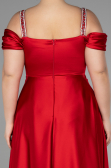 Red Long Satin Plus Size Evening Dress ABU3277
