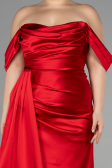 Long Red Satin Plus Size Evening Dress ABU3515
